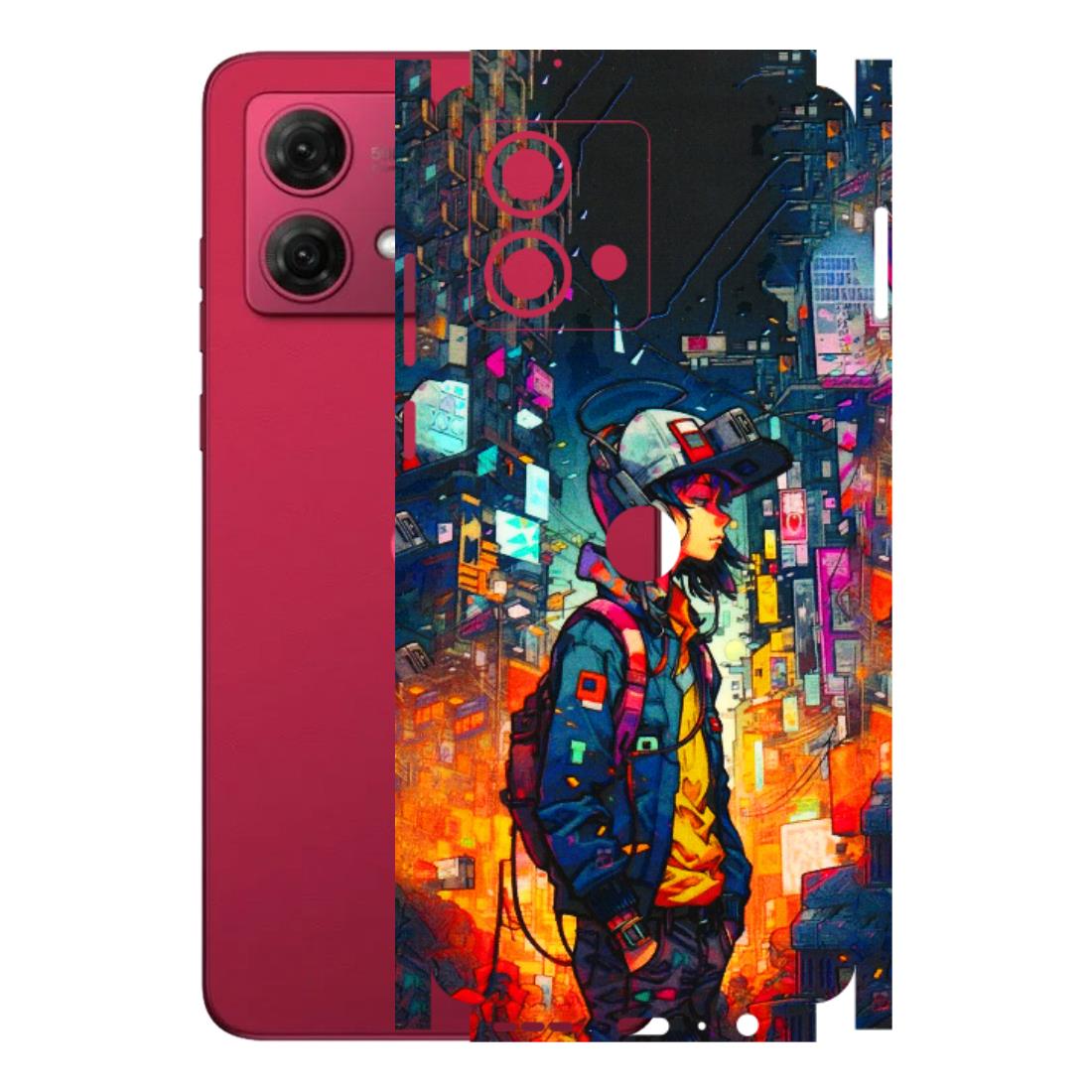 Motorola Phone Skins (All Models) - Street Anime Guy - 3D Embossed Finish (L-158) Motorola G84 (5G)