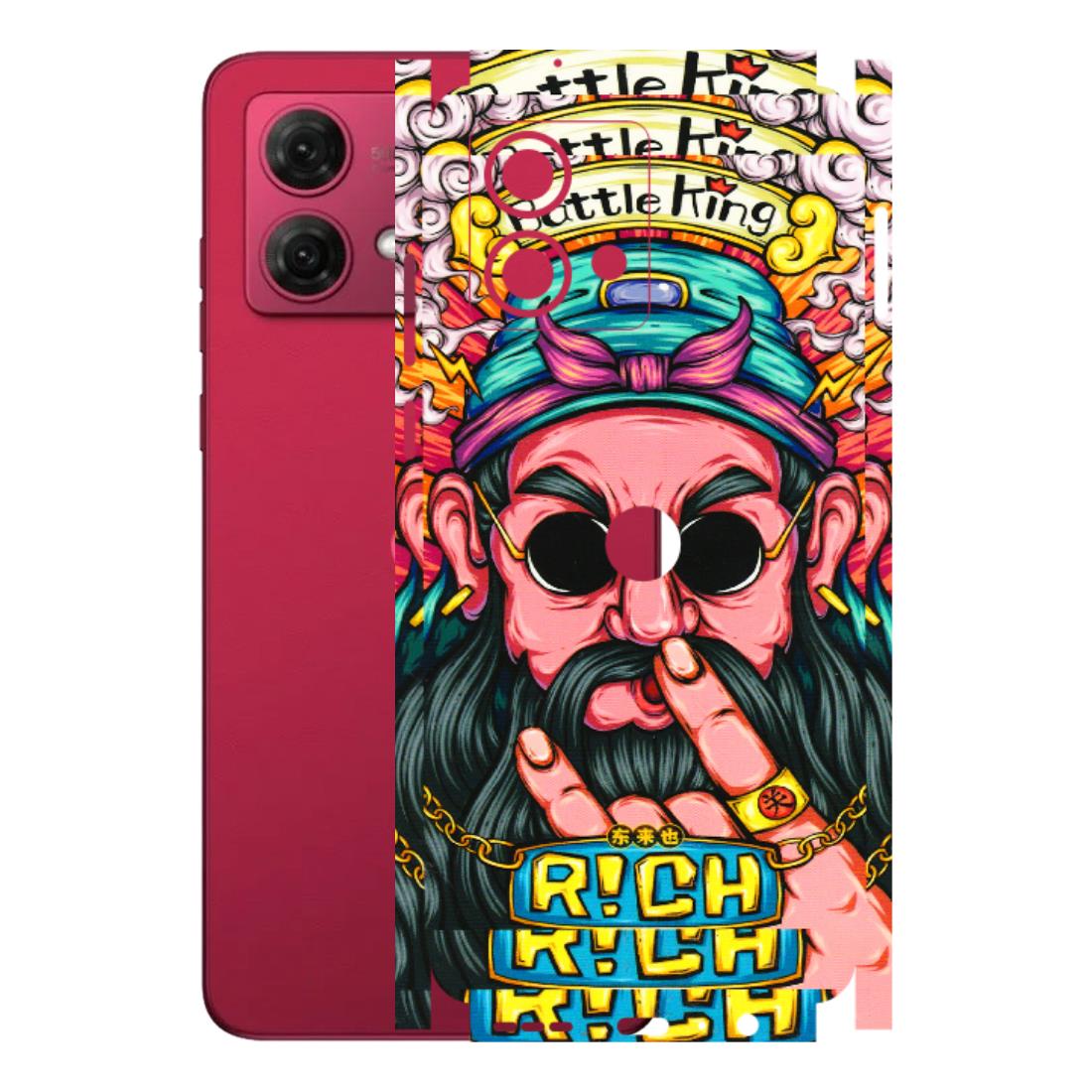 Motorola Phone Skins (All Models) - Battle King Dude Face - 3D Embossed Finish (L-178) Motorola G84 (5G)