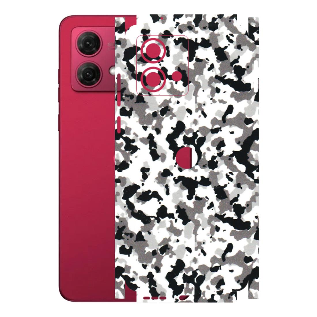 Motorola Phone Skins (All Models) - White Black Camouflage - 3D Embossed Finish (L-18) Motorola G84 (5G)