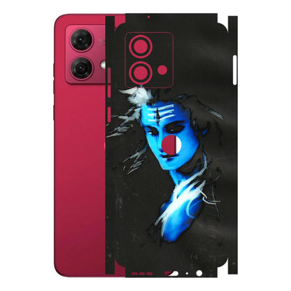 Motorola Phone Skins (All Models) - Har Har Mahadev Blue/Black - 3D Embossed Finish (L-185) Motorola G84 (5G)