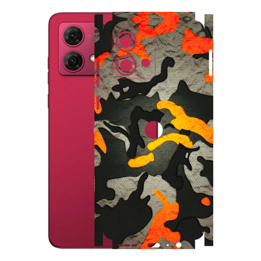 Motorola Phone Skins (All Models) - Orange Camouflage - 3D Embossed Finish (L-204) Motorola G84 (5G)