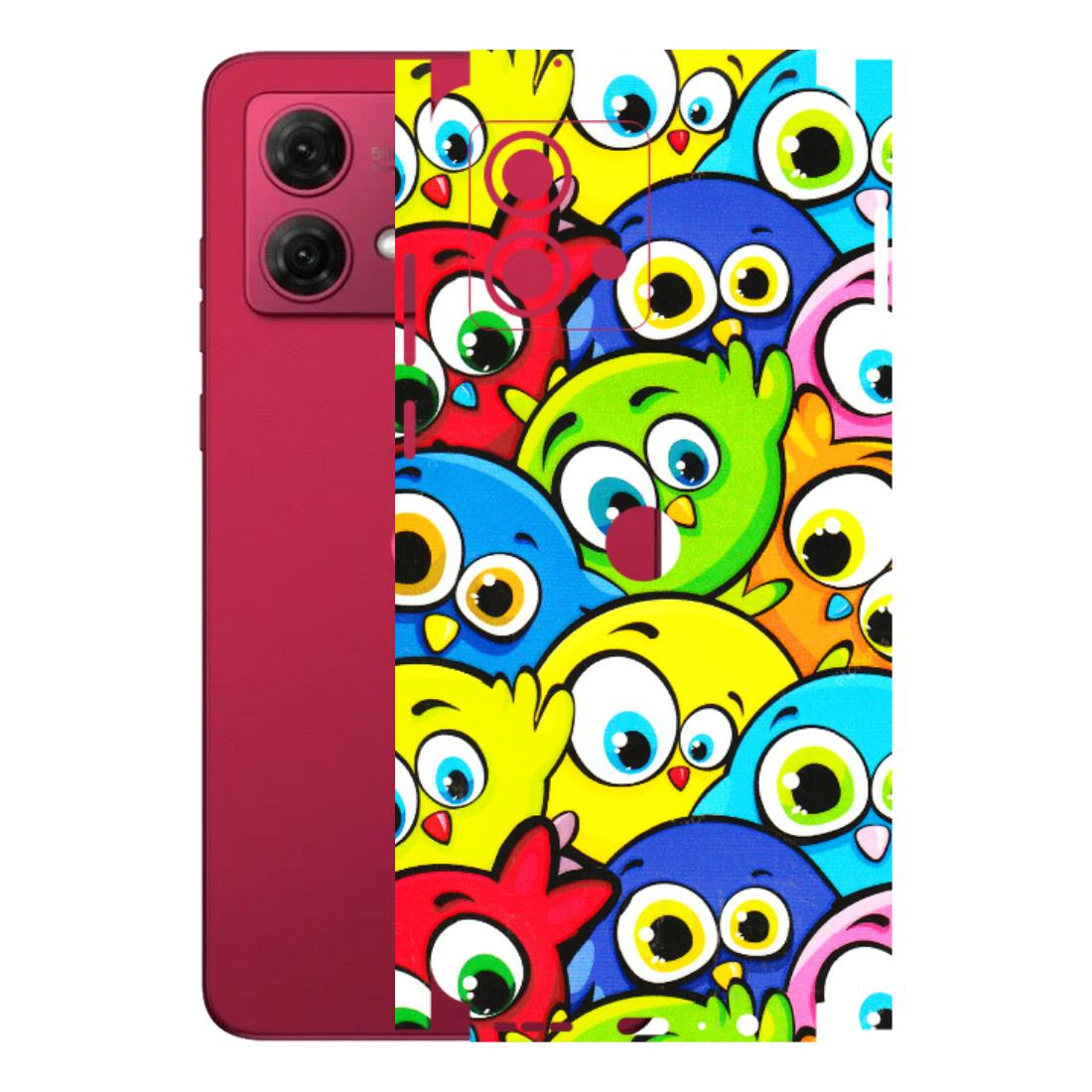 Motorola Phone Skins (All Models) - Cute Fluffy Birds - 3D Embossed Finish (L-213) Motorola G84 (5G)
