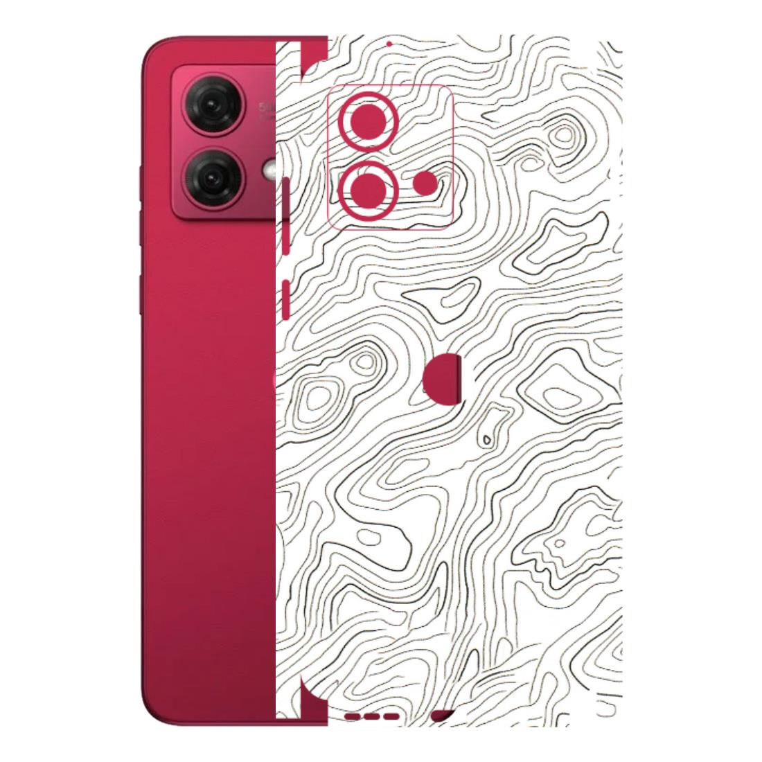 Motorola Phone Skins (All Models) - White Black Swirls - 3D Embossed Finish (L-219) Motorola G84 (5G)