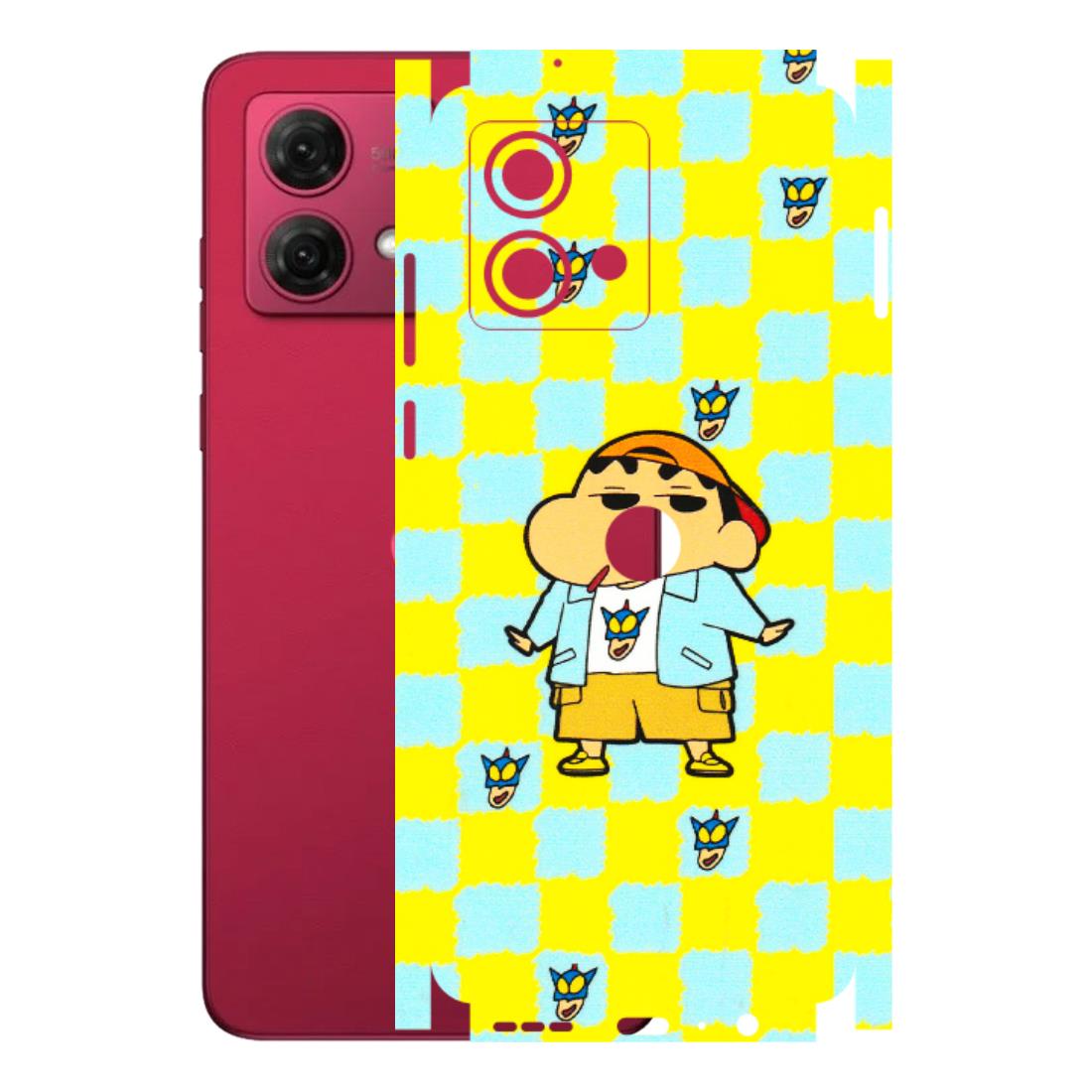 Motorola Phone Skins (All Models) - Yellow Blue Shinchan Cute - 3D Embossed Finish (L-221) Motorola G84 (5G)