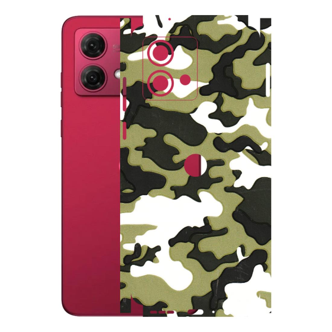 Motorola Phone Skins (All Models) - Camouflages White And Green - 3D Embossed Finish (L-243) Motorola G84 (5G)