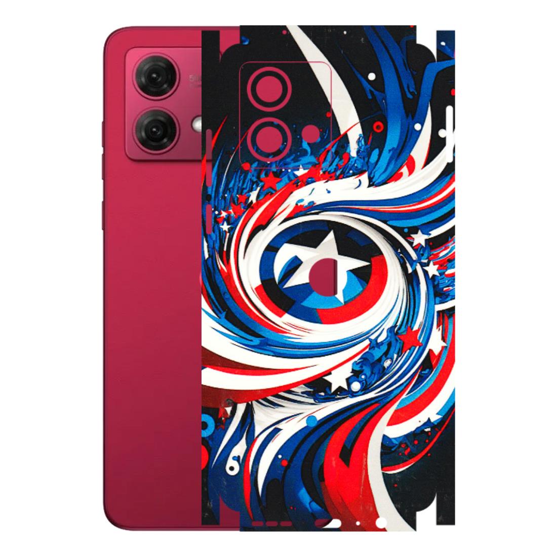 Motorola Phone Skins (All Models) - Captain America Logo - 3D Embossed Finish (L-307) Motorola G84 (5G)