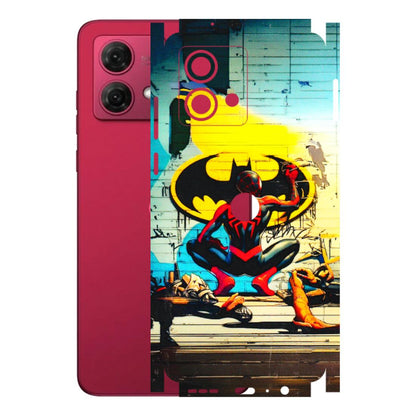 Motorola Phone Skins (All Models) - New Spiderman Bat Logo - 3D Embossed Finish (L-309) Motorola G84 (5G)