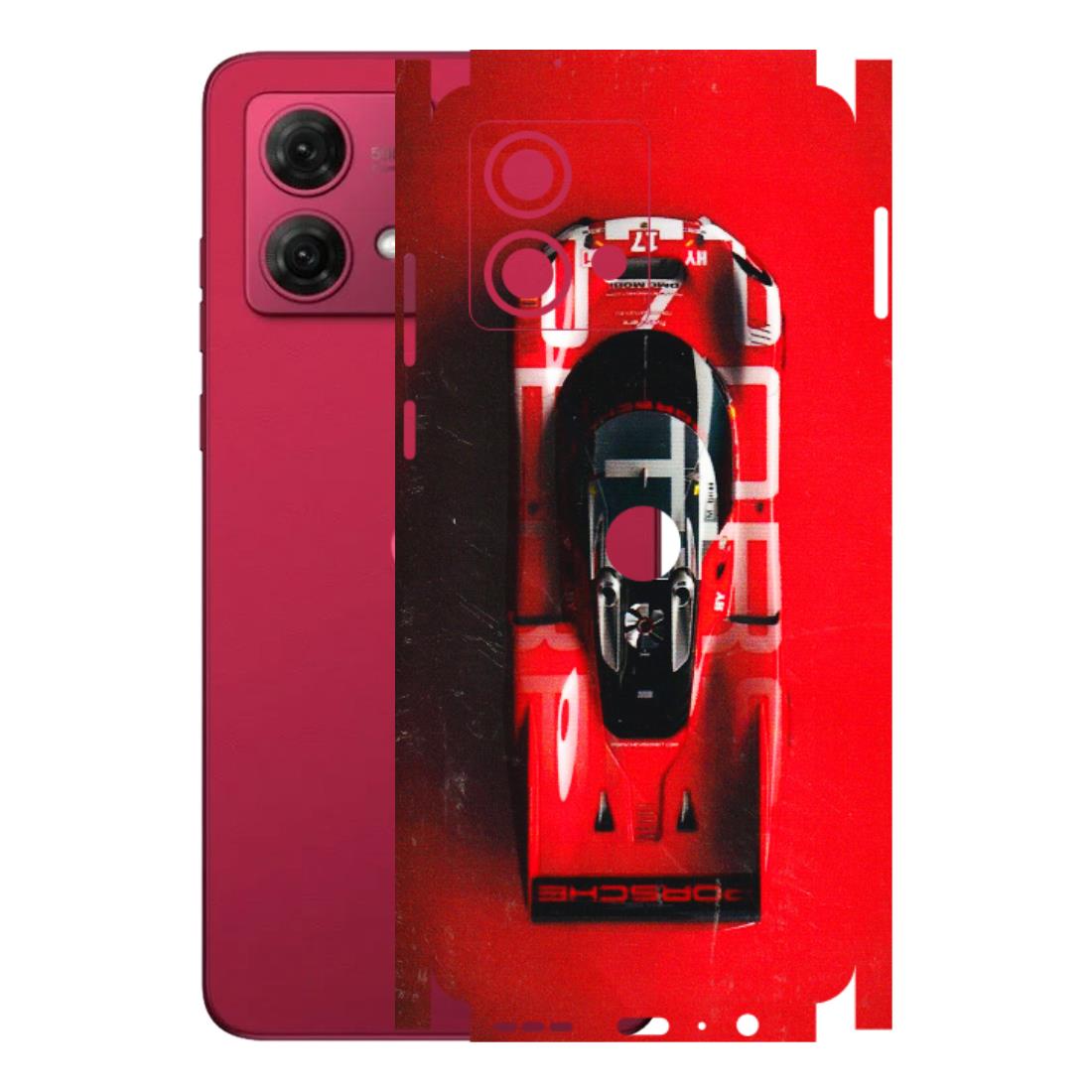 Motorola Phone Skins (All Models) - Red Porsche Car Logo - 3D Embossed Finish (L-315) Motorola G84 (5G)