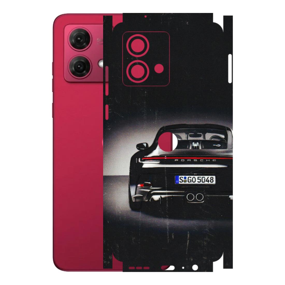 Motorola Phone Skins (All Models) - New Black Porsche GT3 - 3D Embossed Finish (L-327) Motorola G84 (5G)