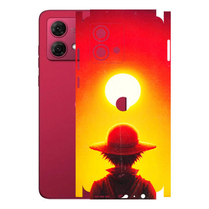 Motorola Phone Skins (All Models) - Cool Sunset With Monkey D.Luffy Anime - 3D Embossed Finish (L-329) Motorola G84 (5G)