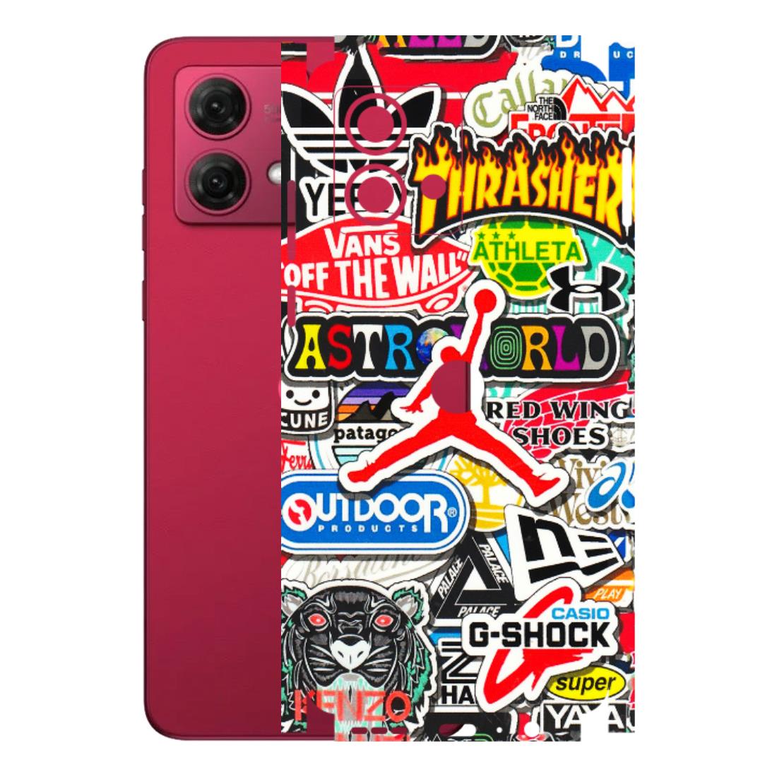 Motorola Phone Skins (All Models) - Multi Brands Sticker Graffiti - 3D Embossed Finish (L-37) Motorola G84 (5G)