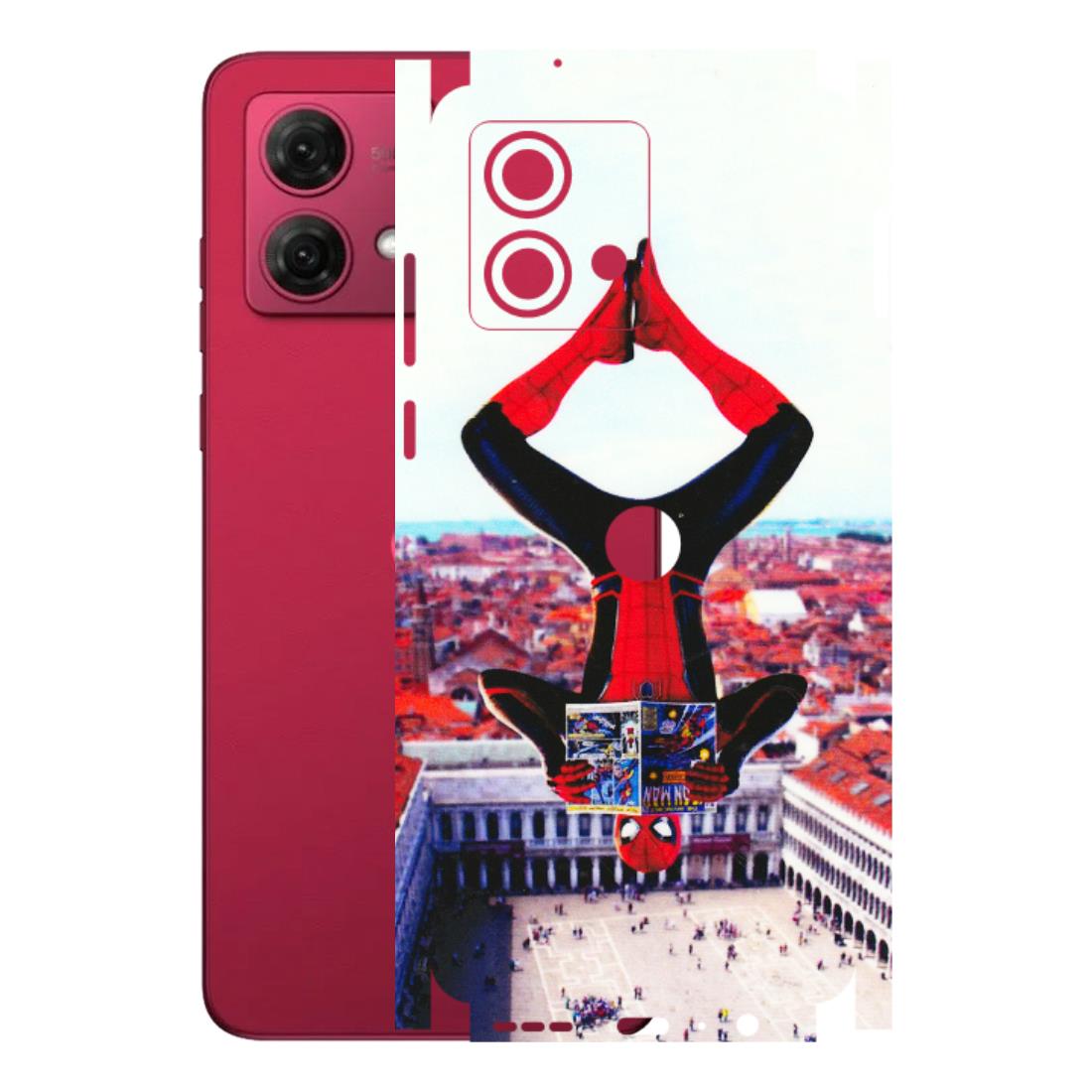 Motorola Phone Skins (All Models) - Spiderman Hanging - 3D Embossed Finish (L-53) Motorola G84 (5G)