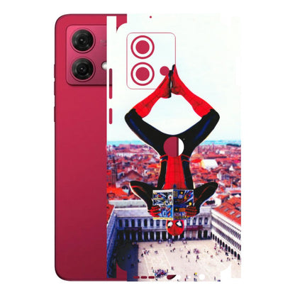 Motorola Phone Skins (All Models) - Spiderman Hanging - 3D Embossed Finish (L-53) Motorola G84 (5G)