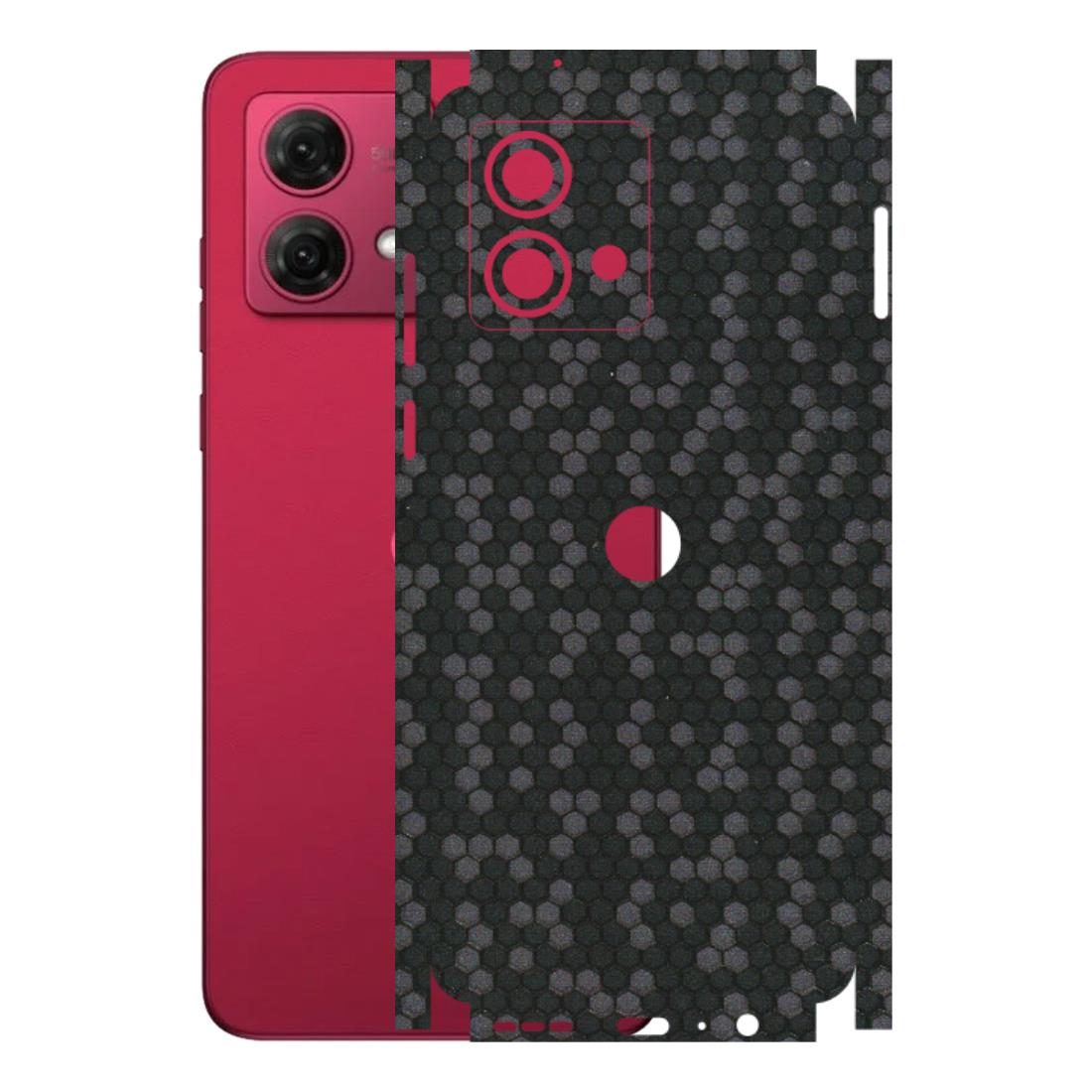 Motorola Phone Skins (All Models) - Black Grey Honeycomb Sober - 3D Embossed Finish (L-85) Motorola G84 (5G)