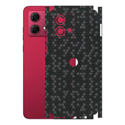 Motorola Phone Skins (All Models) - Black Grey Honeycomb Sober - 3D Embossed Finish (L-85) Motorola G84 (5G)