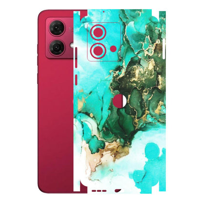 Motorola Phone Skins (All Models) - The Blue Gold Marble - Matte Finish (M-124) Motorola G84 (5G)