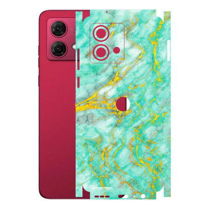 Motorola Phone Skins (All Models) - Green And Gold Marble Feel - Matte Finish (M-16) Motorola G84 (5G)