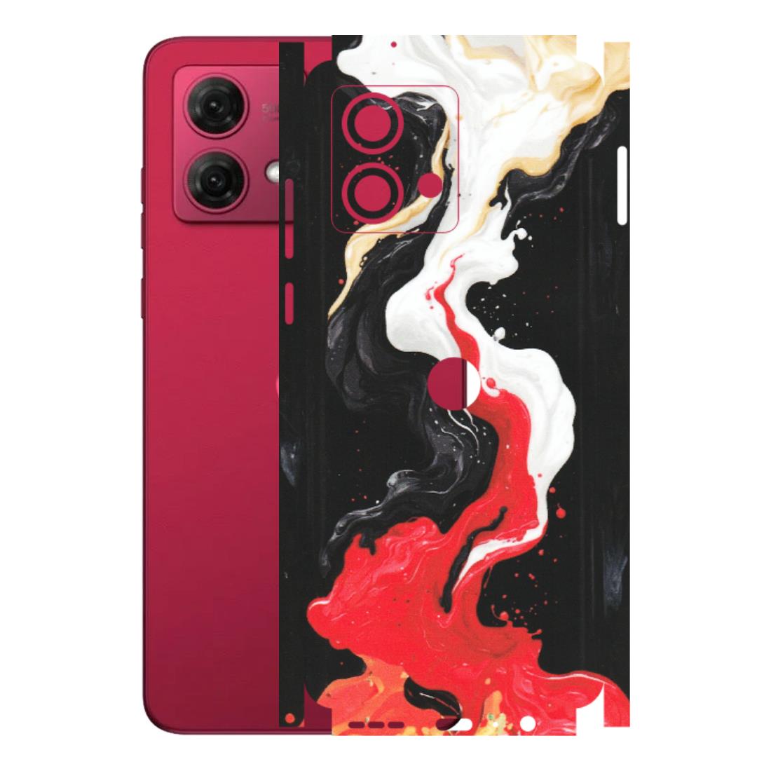 Motorola Phone Skins (All Models) - Black Red White Paint Splash Fusion - Matte Finish (M-56) Motorola G84 (5G)