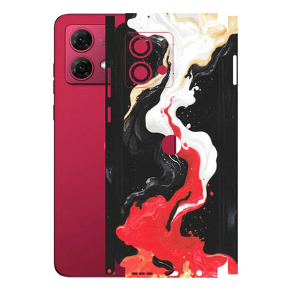 Motorola Phone Skins (All Models) - Black Red White Paint Splash Fusion - Matte Finish (M-56) Motorola G84 (5G)