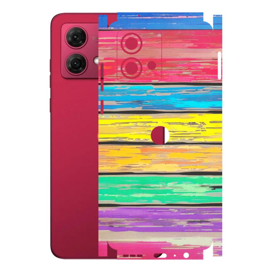 Motorola Phone Skins (All Models) - Multi Colour Wooden Wall - Matte Finish (M-96) Motorola G84 (5G)