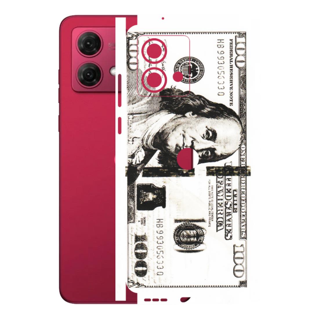 Motorola Phone Skins (All Models) - 100 Dollar Currency - Transparent Finish (T-01) Motorola G84 (5G)