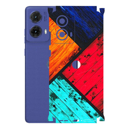 Motorola Phone Skins (All Models) - Colourful Wood Panels Abstract - 3D Embossed Finish (L-09) Motorola G85 (5G)