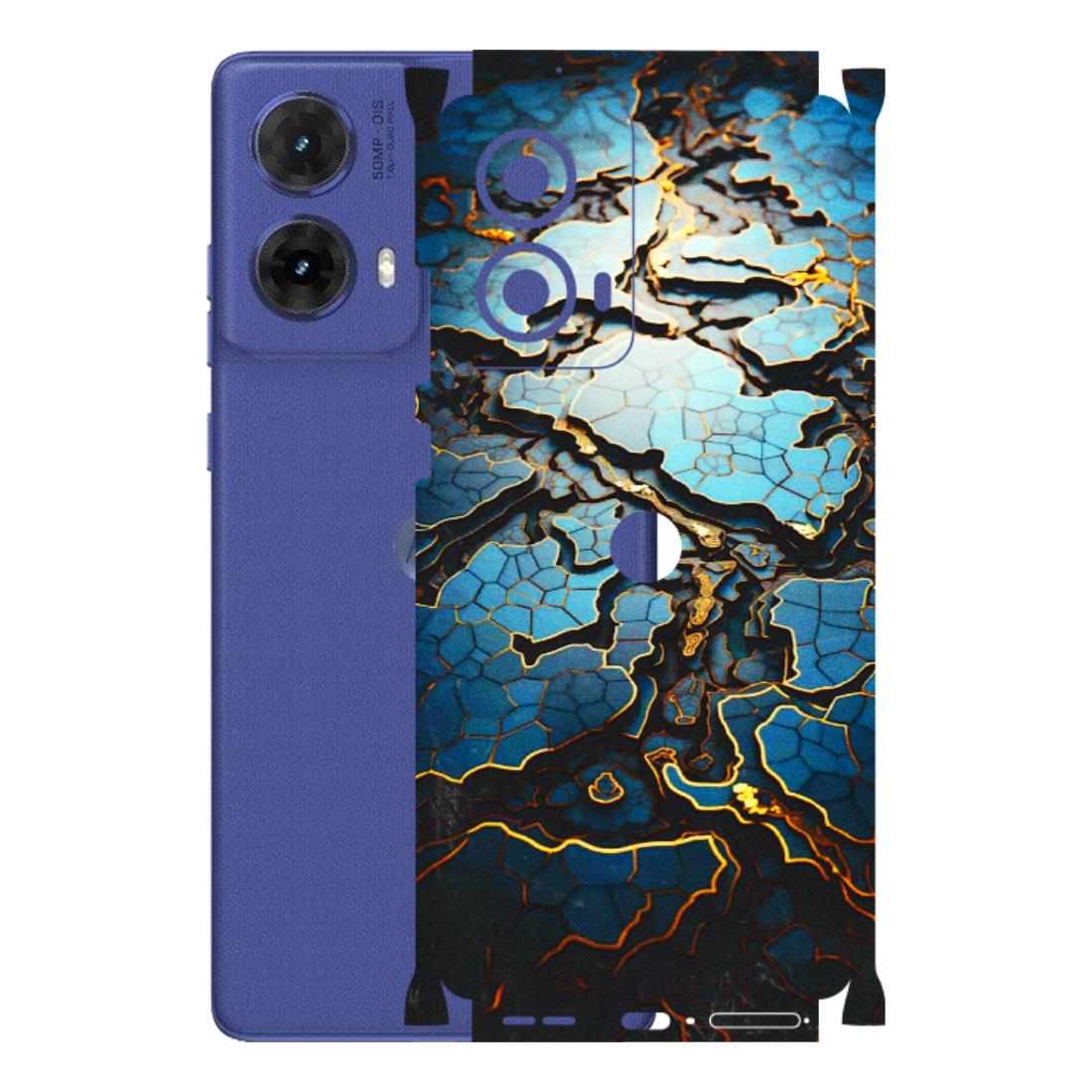 Motorola Phone Skins (All Models) - Blue Gold Abstract - 3D Embossed Finish (L-11) Motorola G85 (5G)