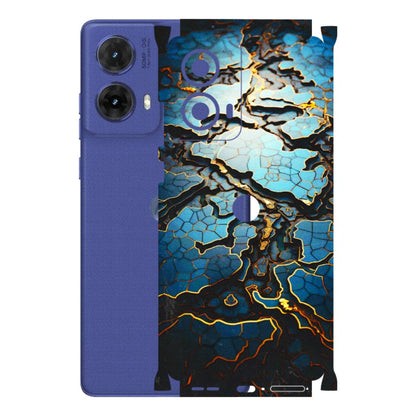 Motorola Phone Skins (All Models) - Blue Gold Abstract - 3D Embossed Finish (L-11) Motorola G85 (5G)