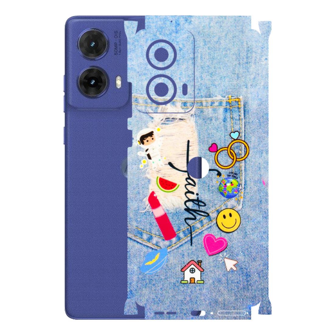 Motorola Phone Skins (All Models) - Denim Jeans Pocket - 3D Embossed Finish (L-134) Motorola G85 (5G)