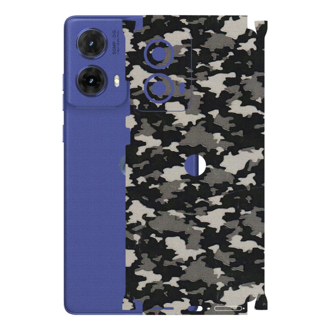 Motorola Phone Skins (All Models) - Black/Grey Camoflaunge - 3D Embossed Finish (L-142) Motorola G85 (5G)