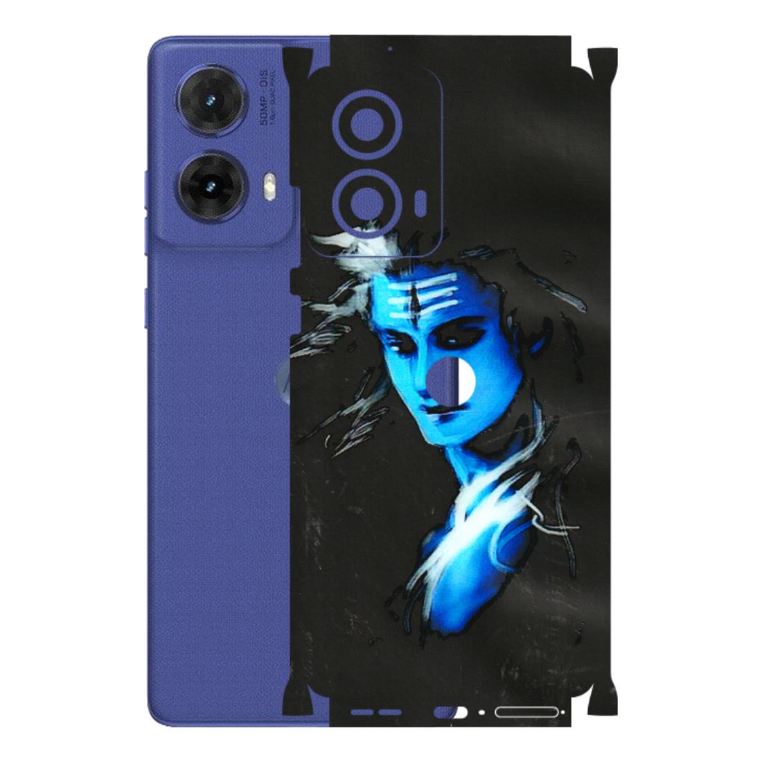 Motorola Phone Skins (All Models) - Har Har Mahadev Blue/Black - 3D Embossed Finish (L-185) Motorola G85 (5G)