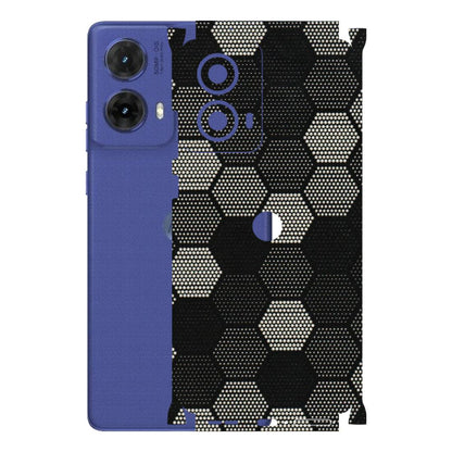 Motorola Phone Skins (All Models) - Black & White Dotted Honeycomb Texture - 3D Embossed Finish (L-202) Motorola G85 (5G)