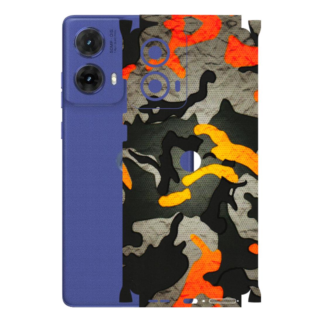 Motorola Phone Skins (All Models) - Orange Camouflage - 3D Embossed Finish (L-204) Motorola G85 (5G)