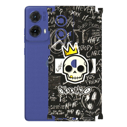 Motorola Phone Skins (All Models) - Funny Skull Black Chalk Grafitti - 3D Embossed Finish (L-22) Motorola G85 (5G)