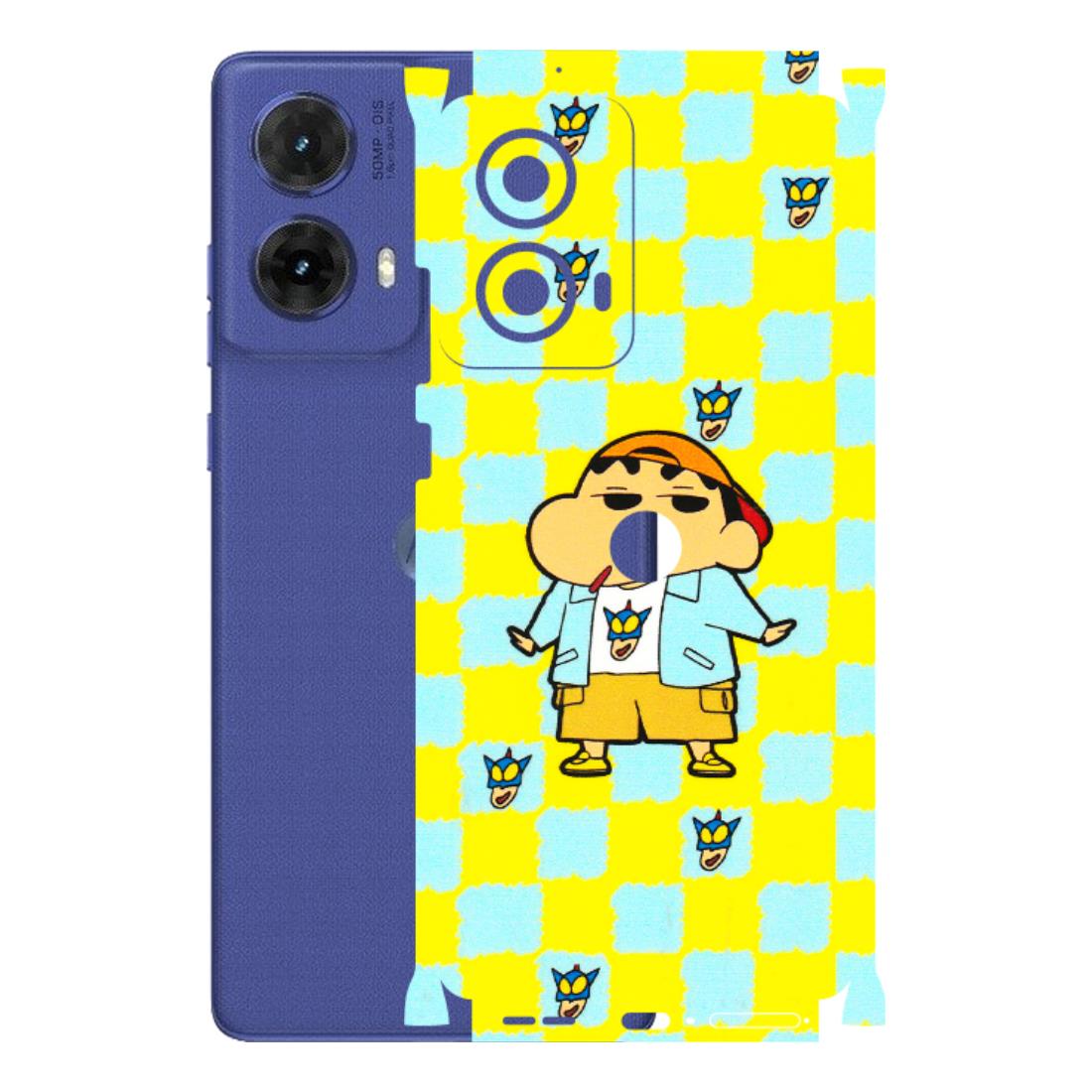 Motorola Phone Skins (All Models) - Yellow Blue Shinchan Cute - 3D Embossed Finish (L-221) Motorola G85 (5G)