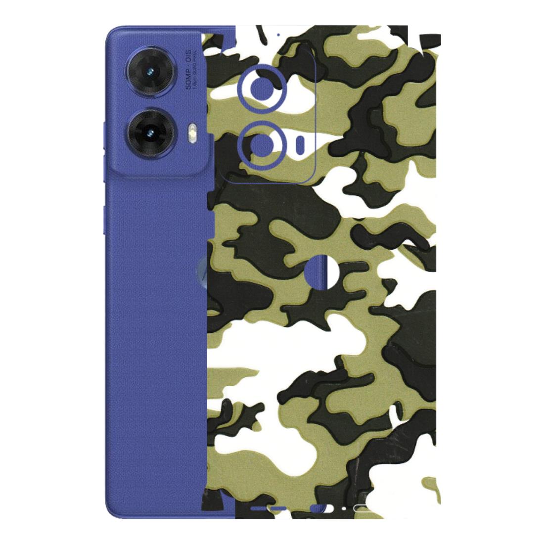 Motorola Phone Skins (All Models) - Camouflages White And Green - 3D Embossed Finish (L-243) Motorola G85 (5G)