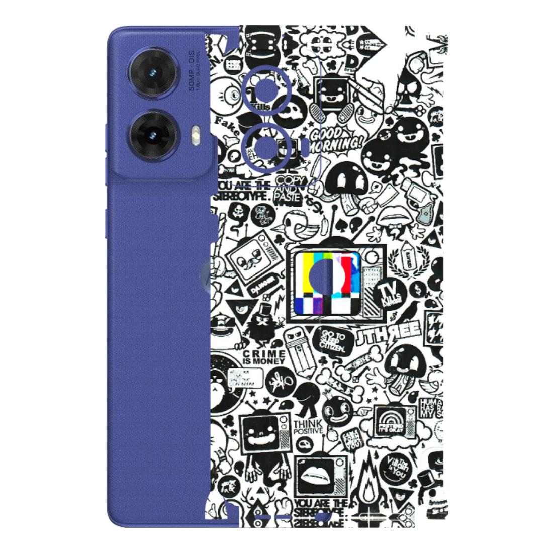 Motorola Phone Skins (All Models) - Doodles Positive Art - 3D Embossed Finish (L-263) Motorola G85 (5G)
