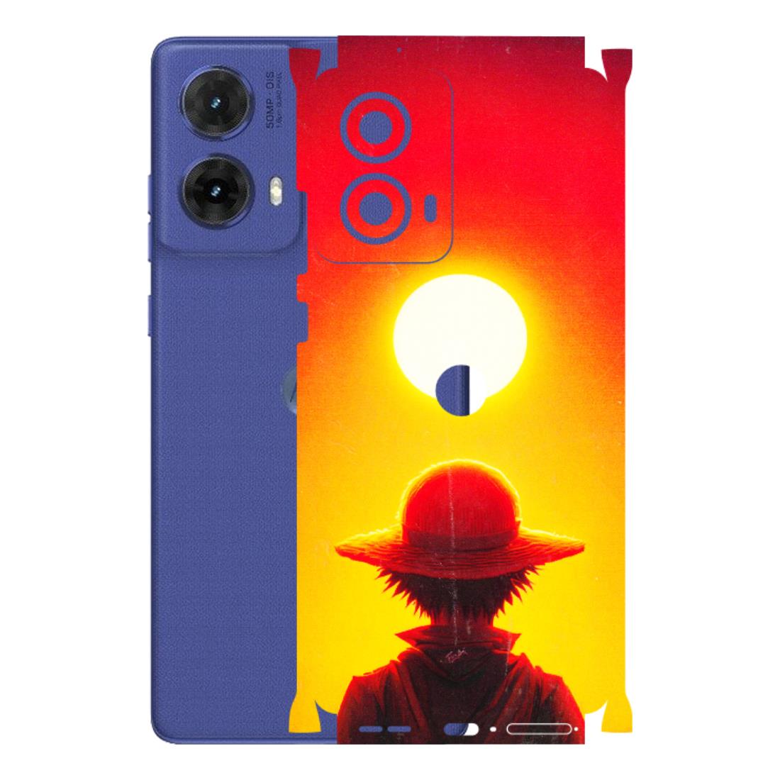 Motorola Phone Skins (All Models) - Cool Sunset With Monkey D.Luffy Anime - 3D Embossed Finish (L-329) Motorola G85 (5G)