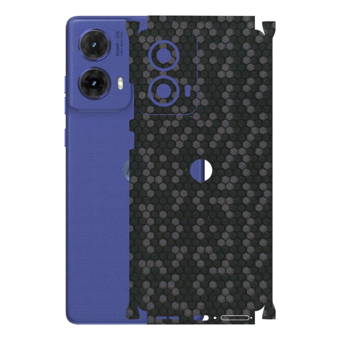 Motorola Phone Skins (All Models) - Black Grey Honeycomb Sober - 3D Embossed Finish (L-85) Motorola G85 (5G)