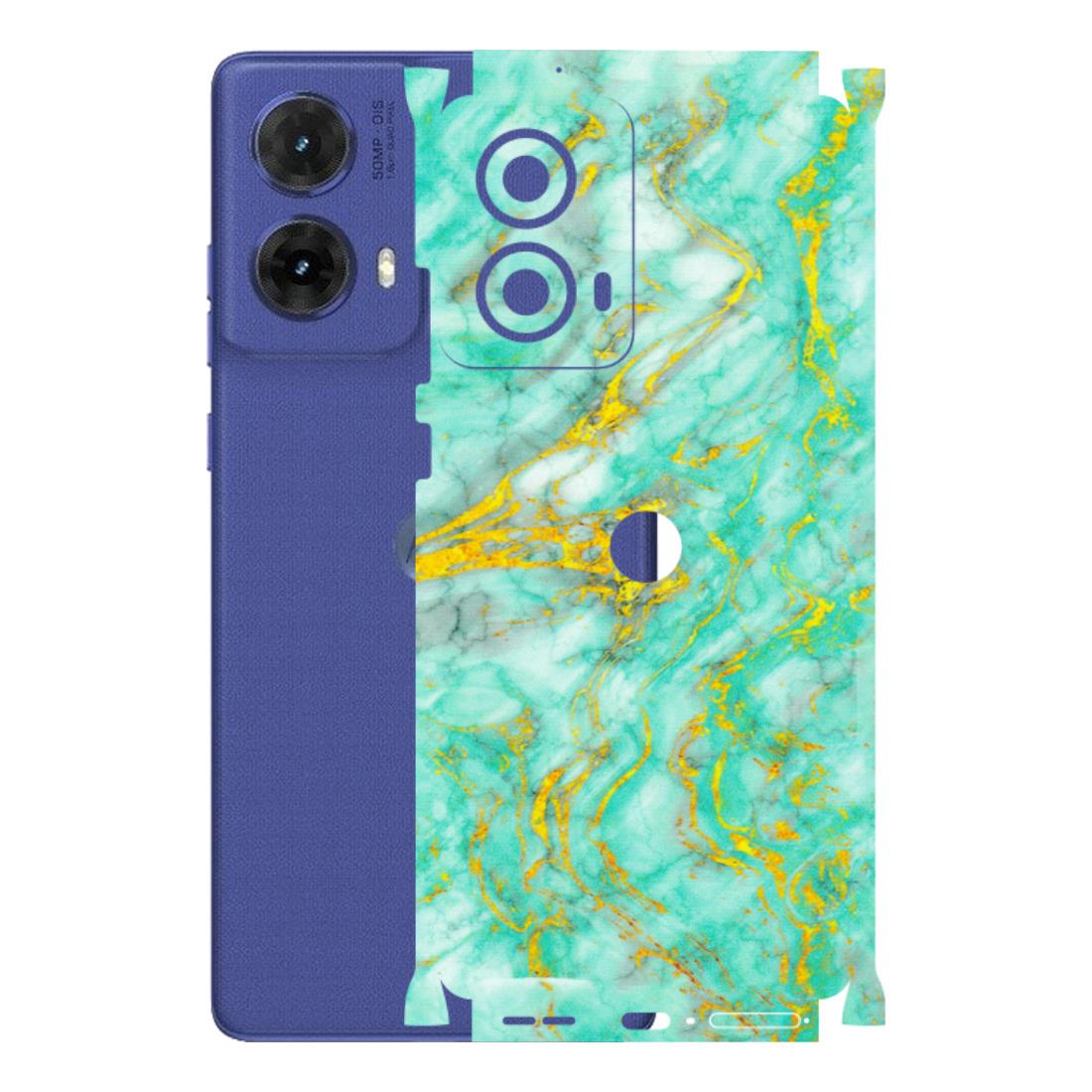Motorola Phone Skins (All Models) - Green And Gold Marble Feel - Matte Finish (M-16) Motorola G85 (5G)