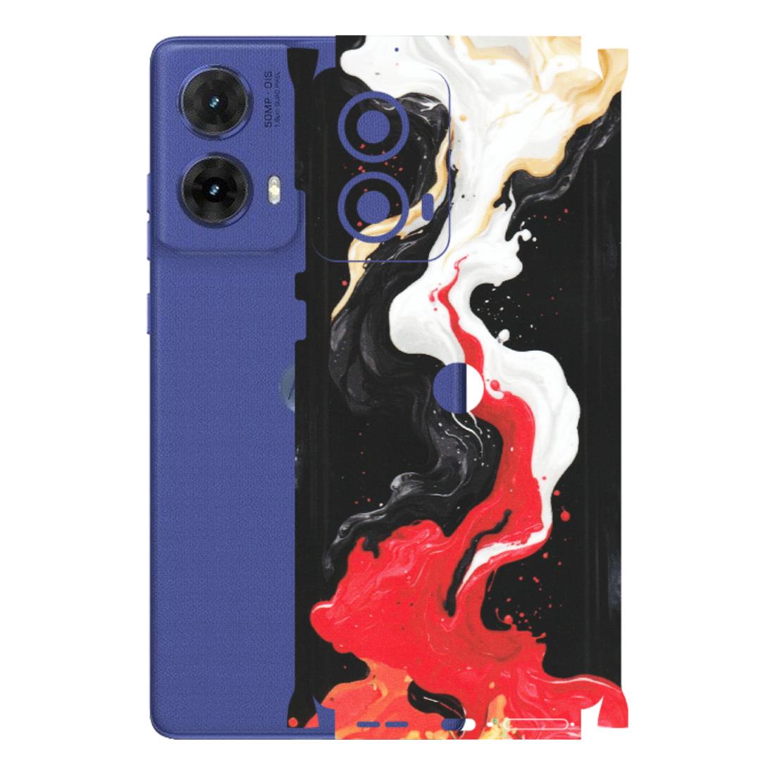 Motorola Phone Skins (All Models) - Black Red White Paint Splash Fusion - Matte Finish (M-56) Motorola G85 (5G)