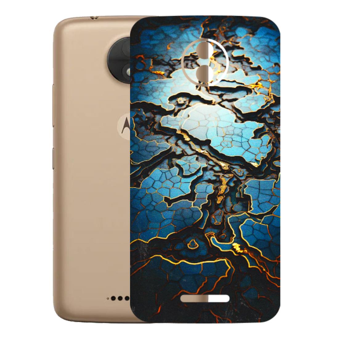 Motorola Phone Skins (All Models) - Blue Gold Abstract - 3D Embossed Finish (L-11) Motorola Moto C