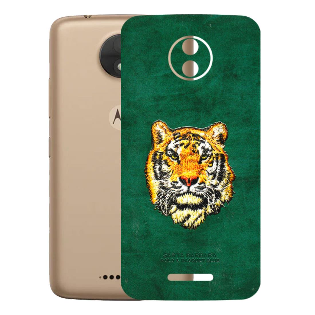 Motorola Phone Skins (All Models) - Leather Feel Tiger - 3D Embossed Finish (L-111) Motorola Moto C
