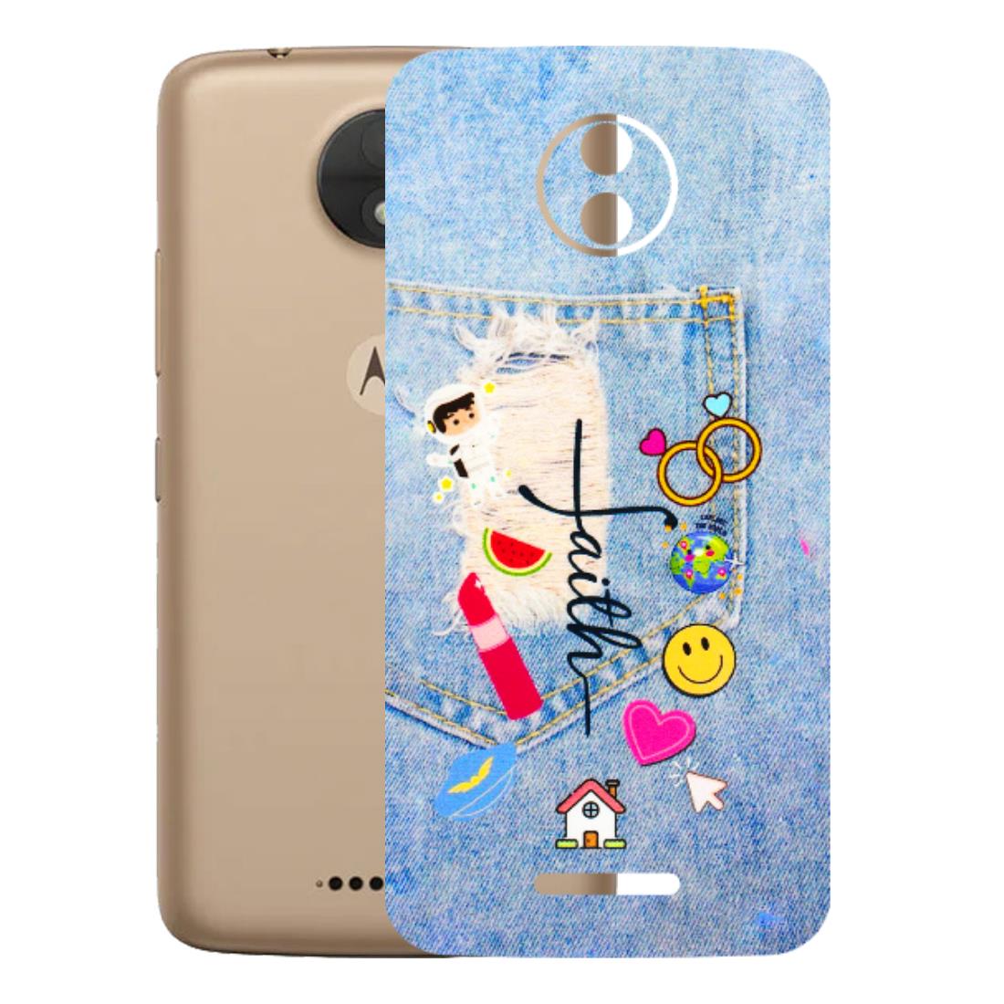 Motorola Phone Skins (All Models) - Denim Jeans Pocket - 3D Embossed Finish (L-134) Motorola Moto C