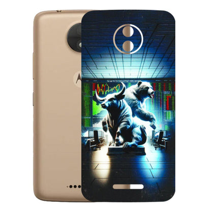 Motorola Phone Skins (All Models) - Stock Market Sensex Bear vs Bulls - 3D Embossed Finish (L-15) Motorola Moto C