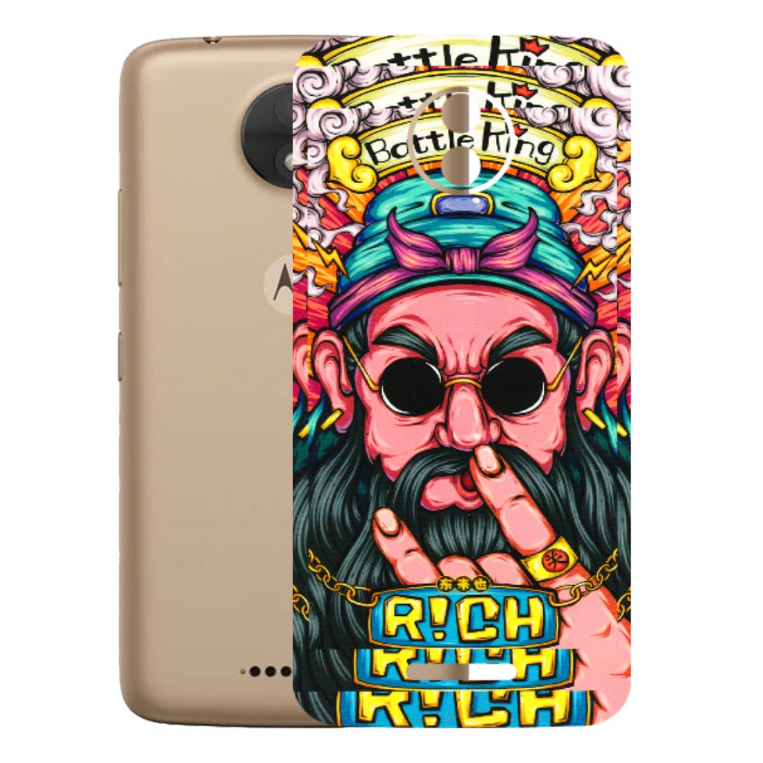 Motorola Phone Skins (All Models) - Battle King Dude Face - 3D Embossed Finish (L-178) Motorola Moto C