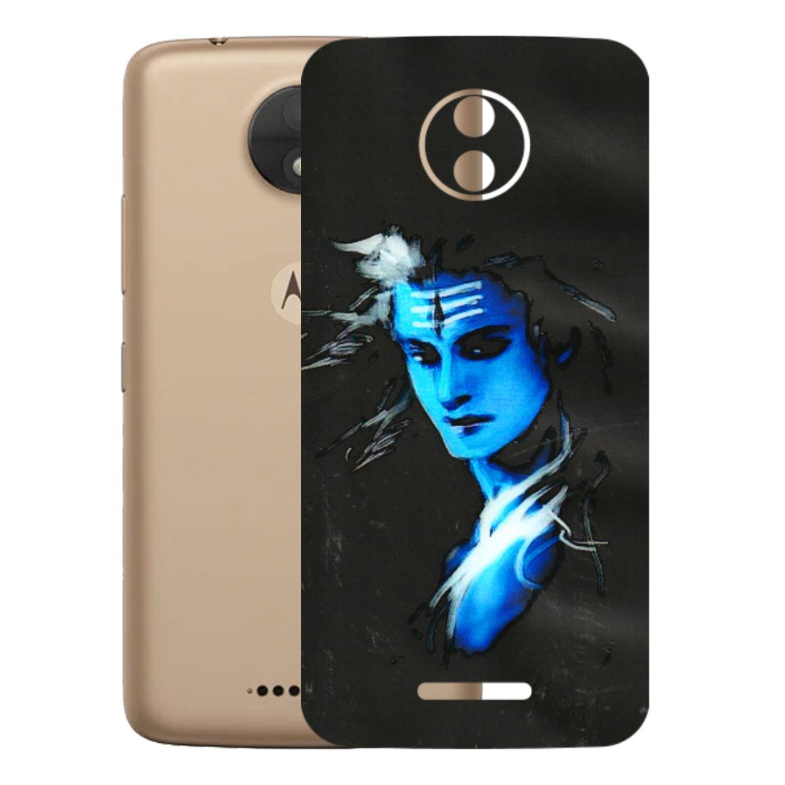 Motorola Phone Skins (All Models) - Har Har Mahadev Blue/Black - 3D Embossed Finish (L-185) Motorola Moto C