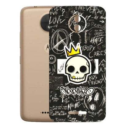Motorola Phone Skins (All Models) - Funny Skull Black Chalk Grafitti - 3D Embossed Finish (L-22) Motorola Moto C