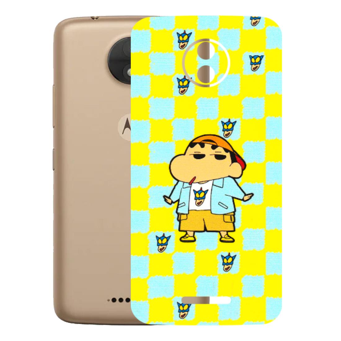 Motorola Phone Skins (All Models) - Yellow Blue Shinchan Cute - 3D Embossed Finish (L-221) Motorola Moto C