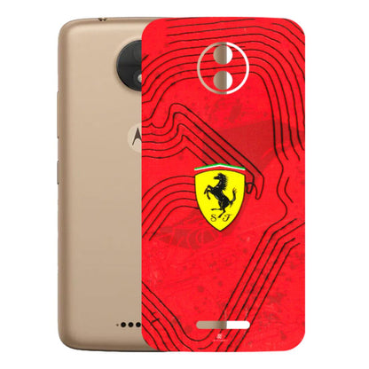 Motorola Phone Skins (All Models) - Red Ferrari Logo Stylish - 3D Embossed Finish (L-238) Motorola Moto C